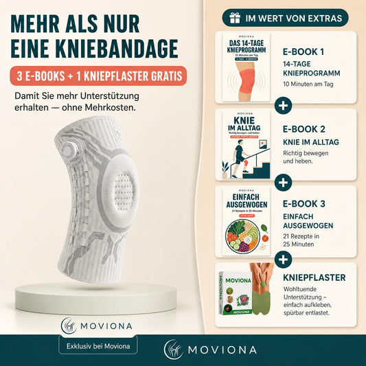 Mehr als nur eine Kniebandage: 3 E-Books und 1 Kniepflaster gratis dazu
