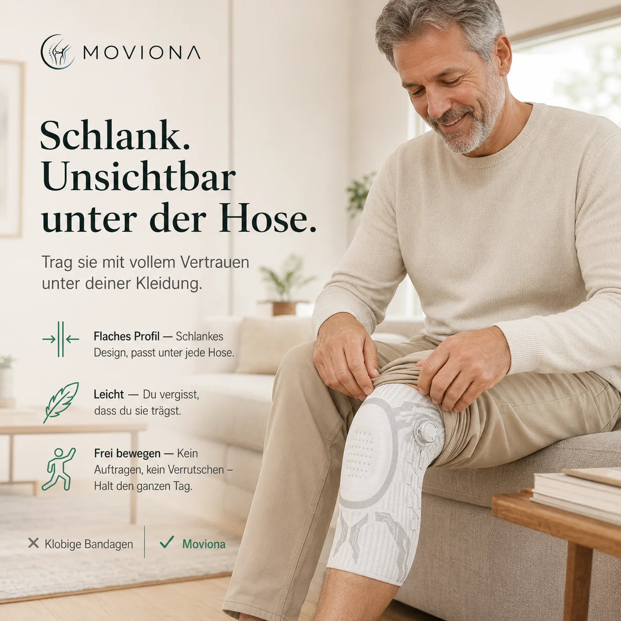 Schlank und unsichtbar unter der Hose getragen