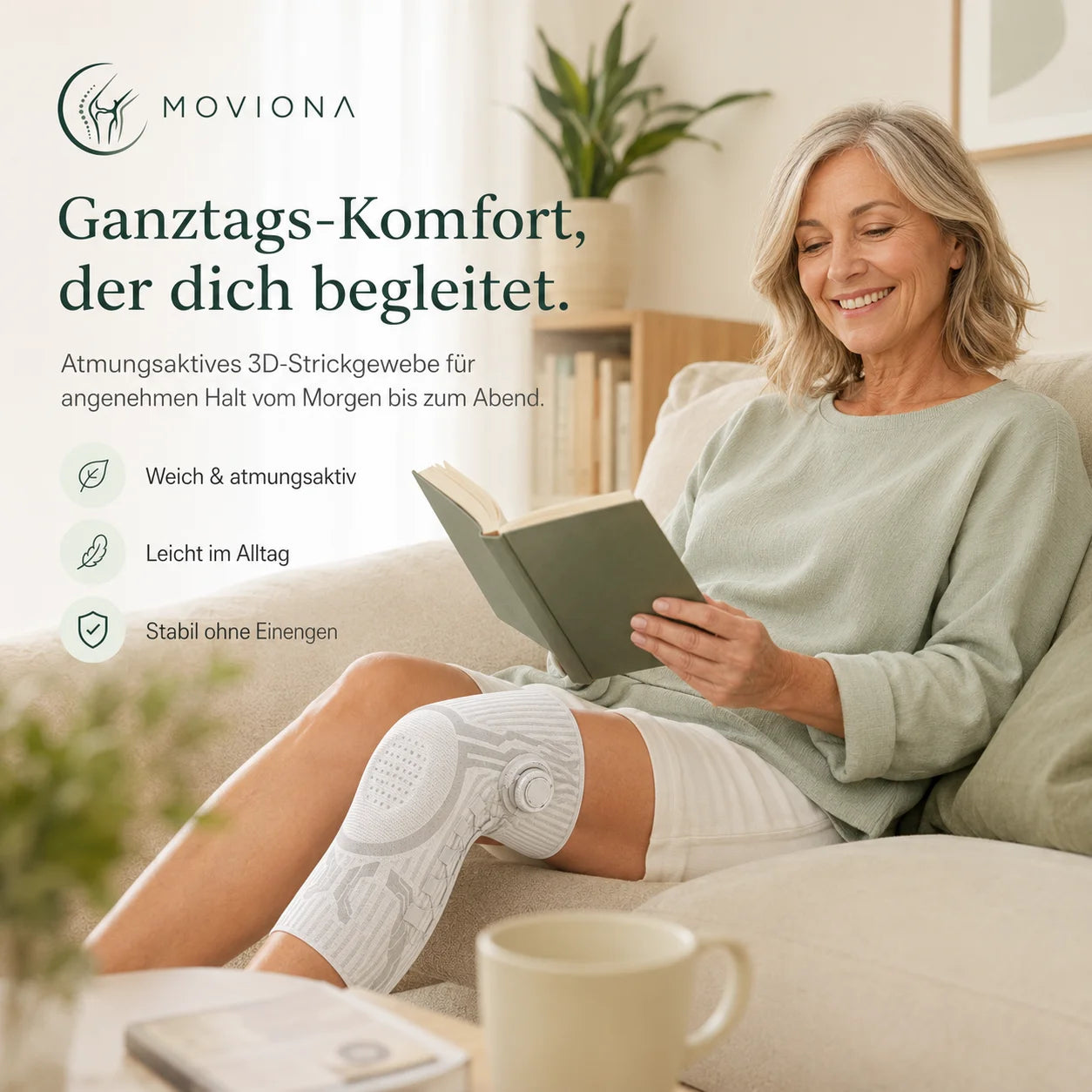 Ganztags-Komfort: atmungsaktives 3D-Strickgewebe für angenehmen Halt vom Morgen bis zum Abend